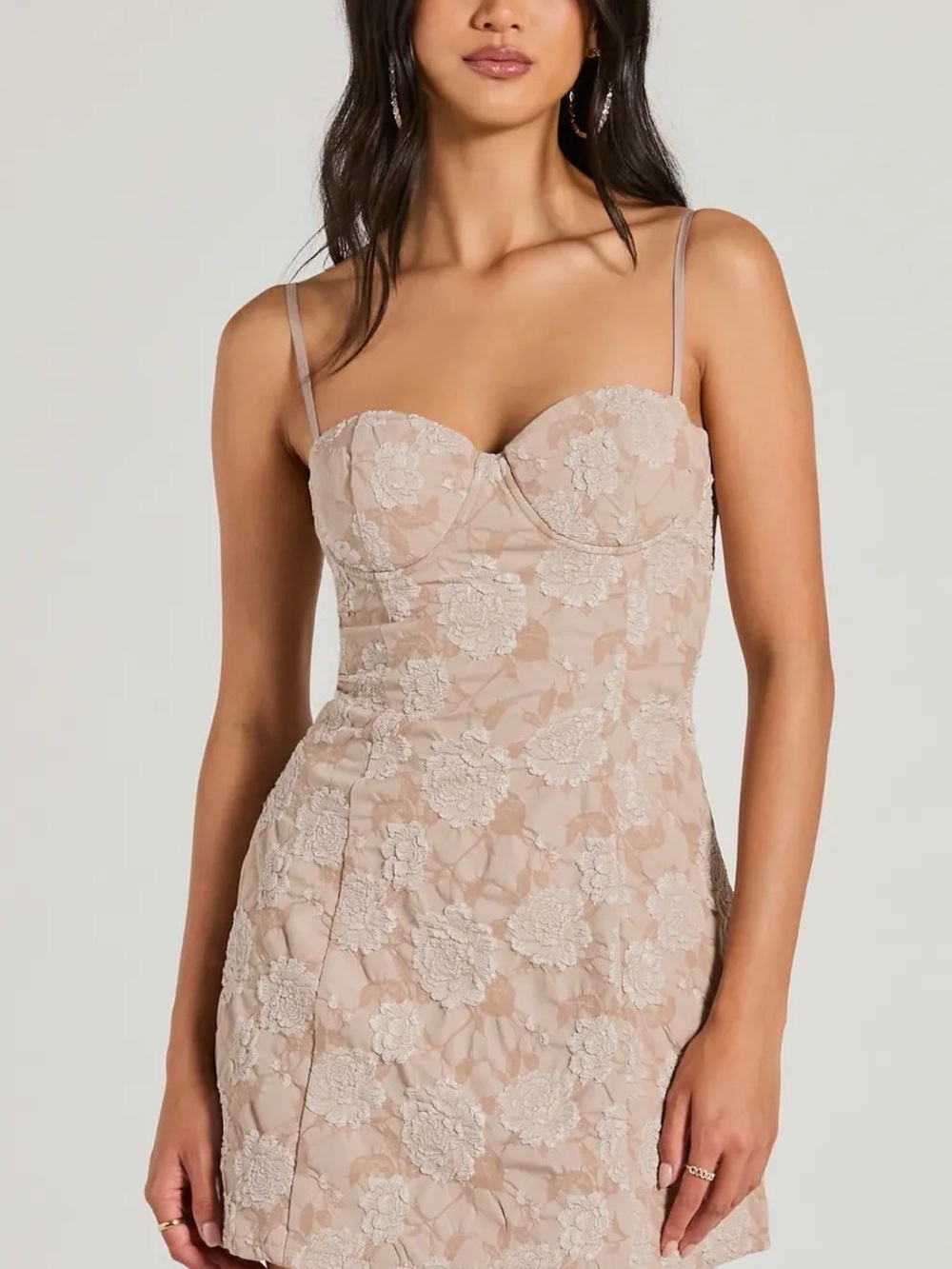 Windsor Gorgeous Charm Nude Taupe Jaquard  Mini Dress
